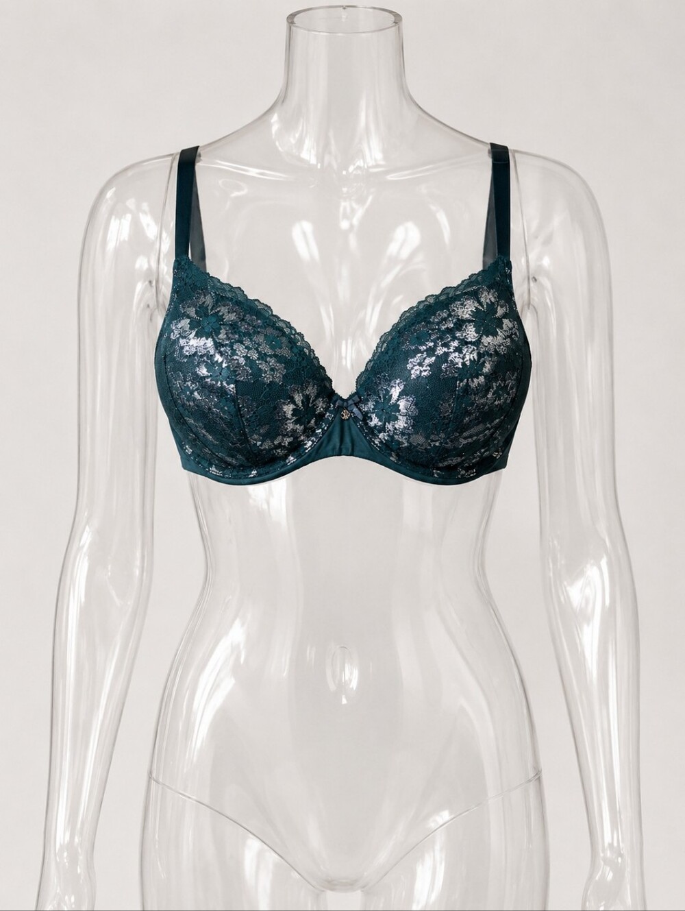 Victoria’s Secret Body by Victoria Pine Green Metallic Shimmer Lace Bra 34DDD